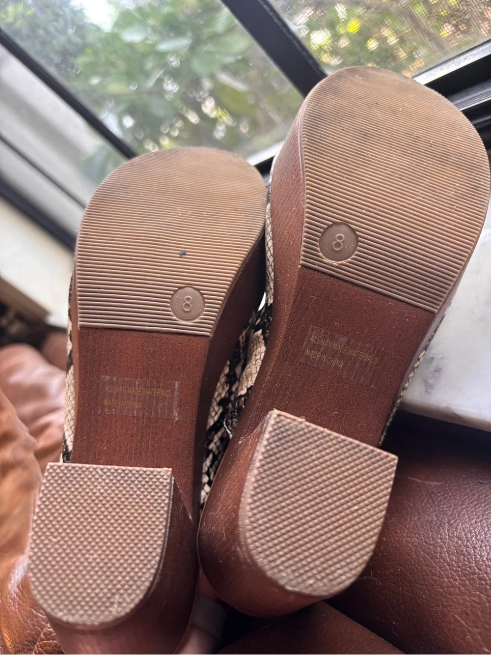 DV by Dolce Vita Beige and Black Snake-Print Platform Mules